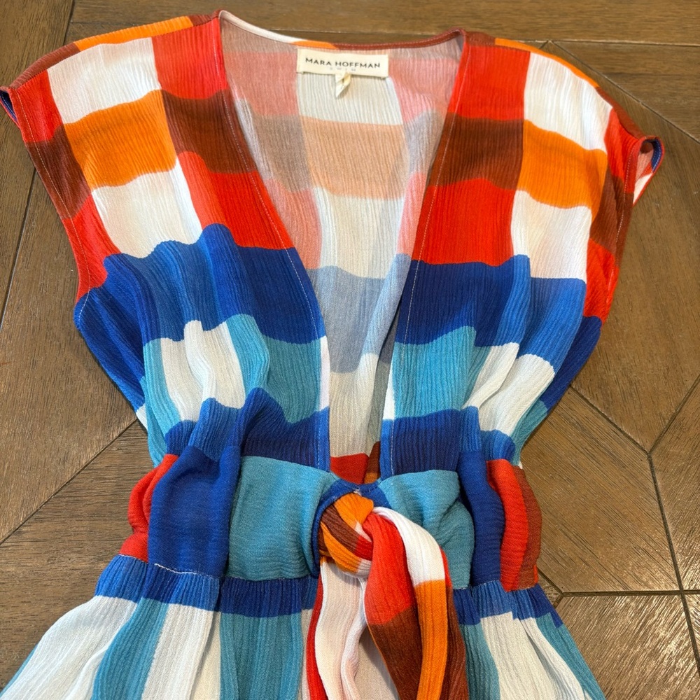 NWOT Mara Hoffman Swim Katinka Weave Colorful Plaid Maximalist Maxi Dress Sz S - Picture 14 of 15